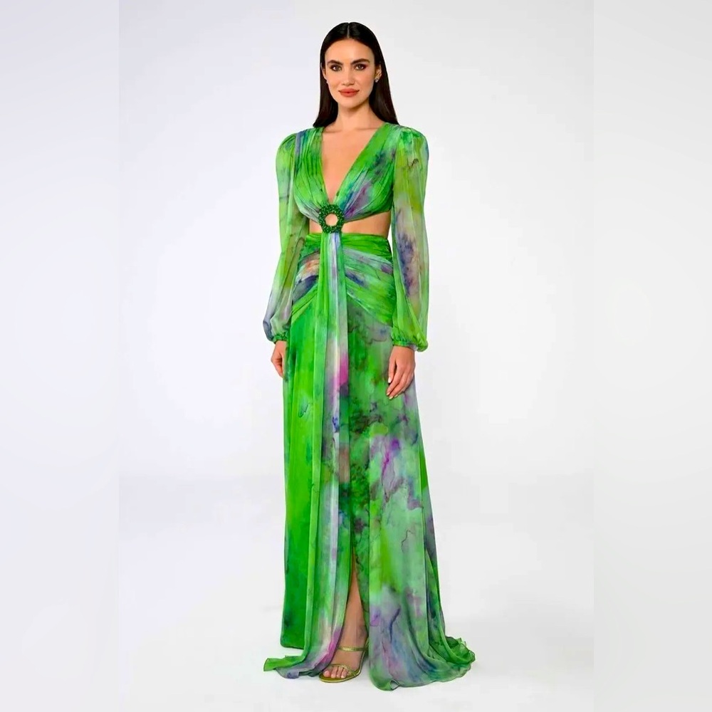 Long-Sleeved Cutout Maxi Sundress